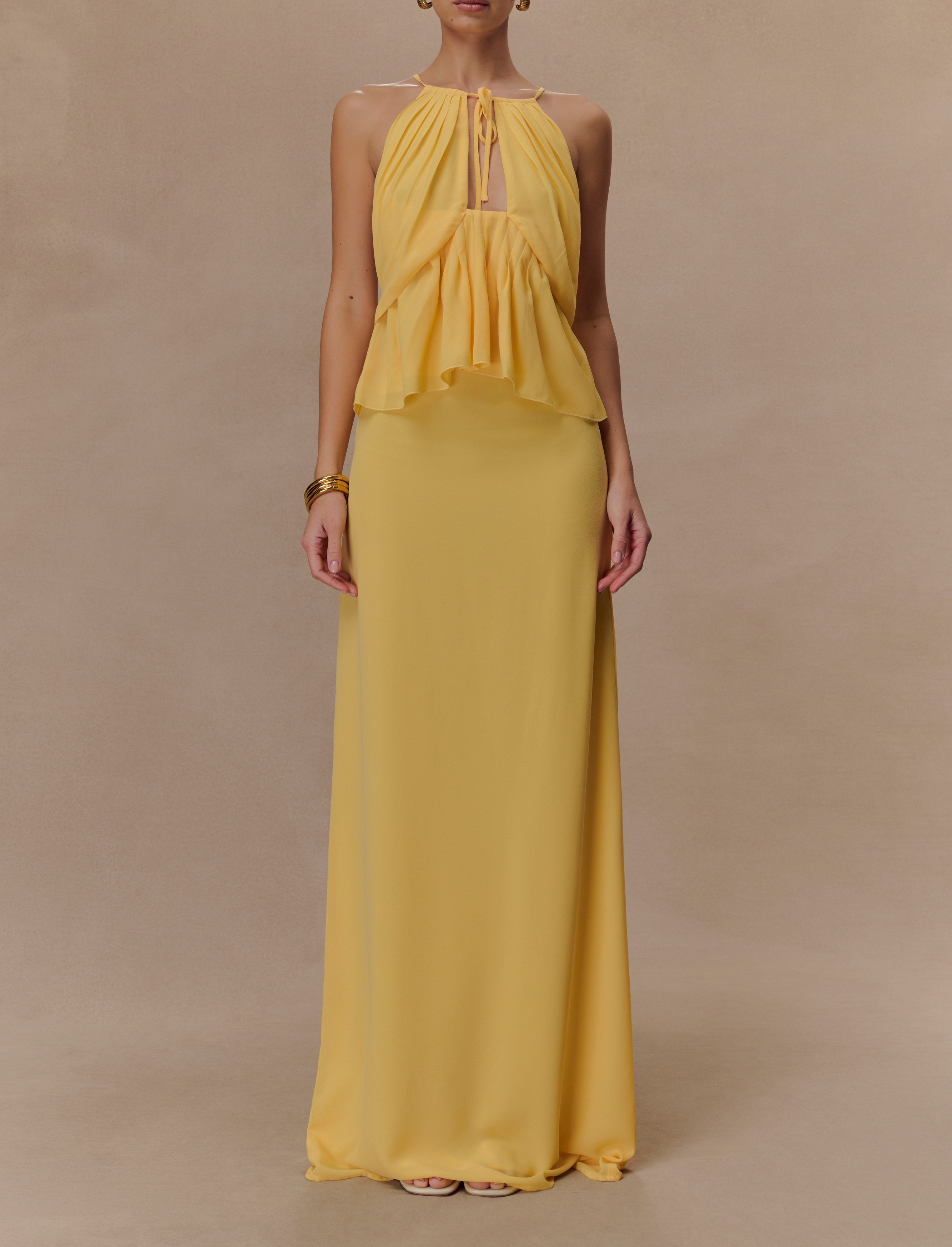 Butterscotch Chiffon Maxi Skirt