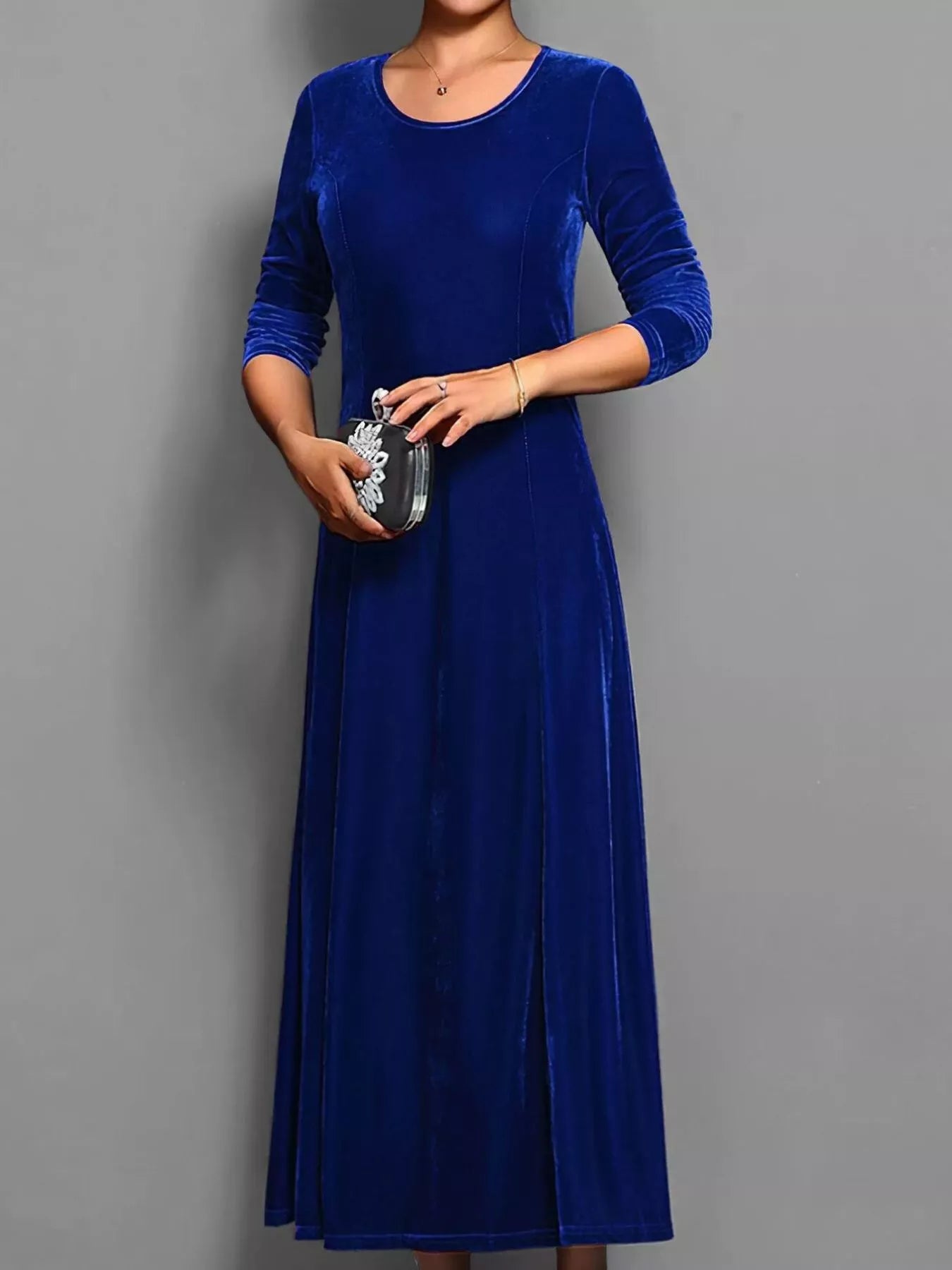 Velvet Long Sleeve A-Line Dress
