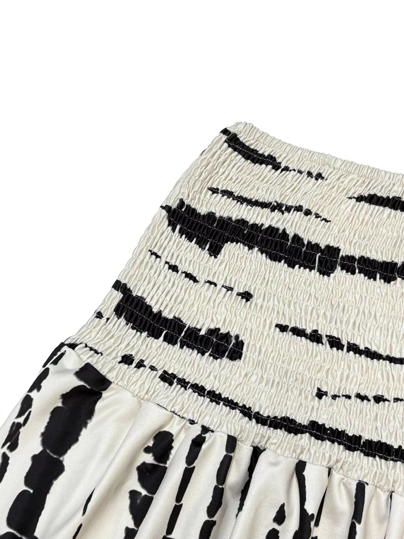 Smocked Asymmetrical Hem Skirt