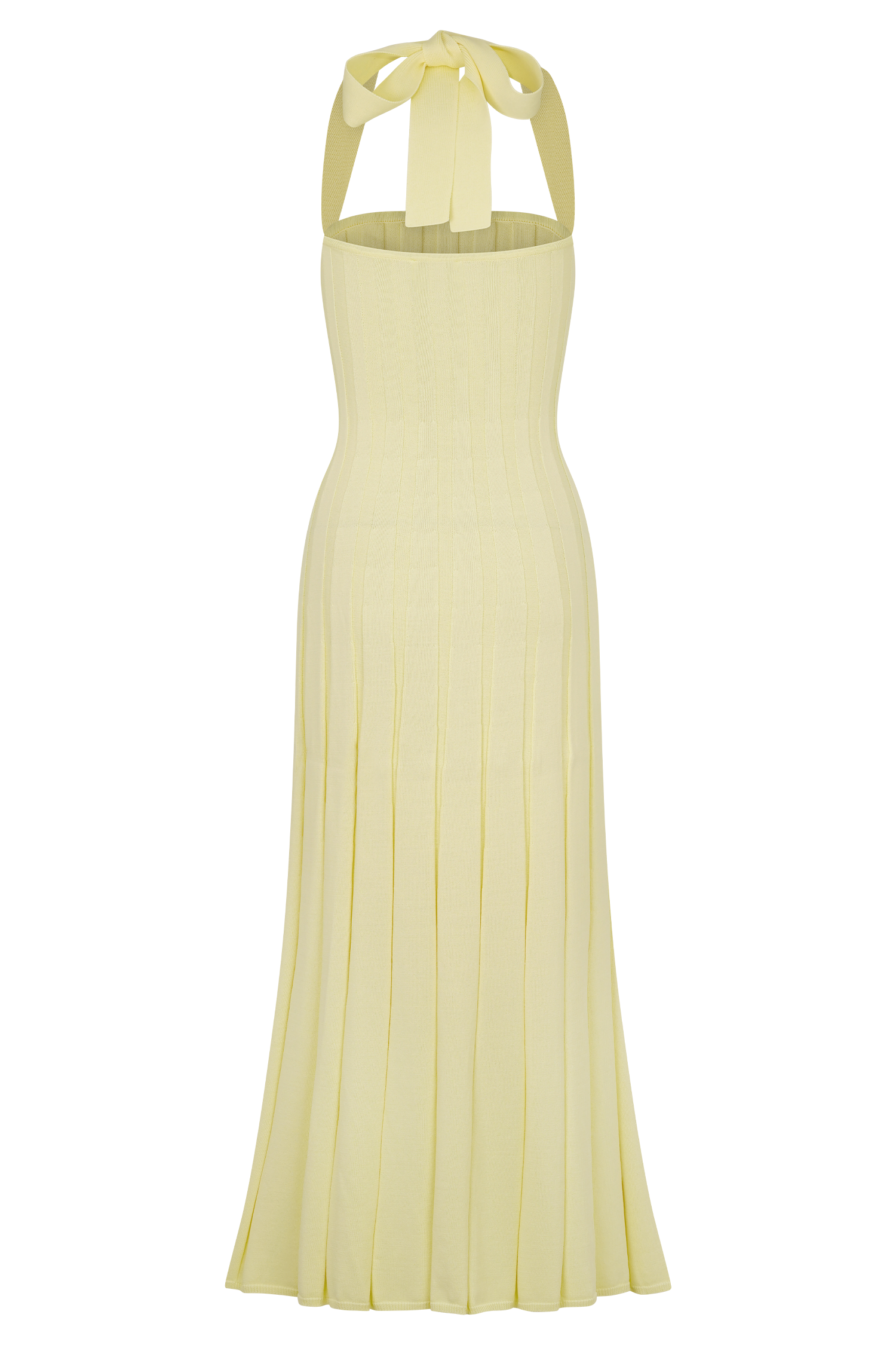 Lemon Halter Knit Midi Dress