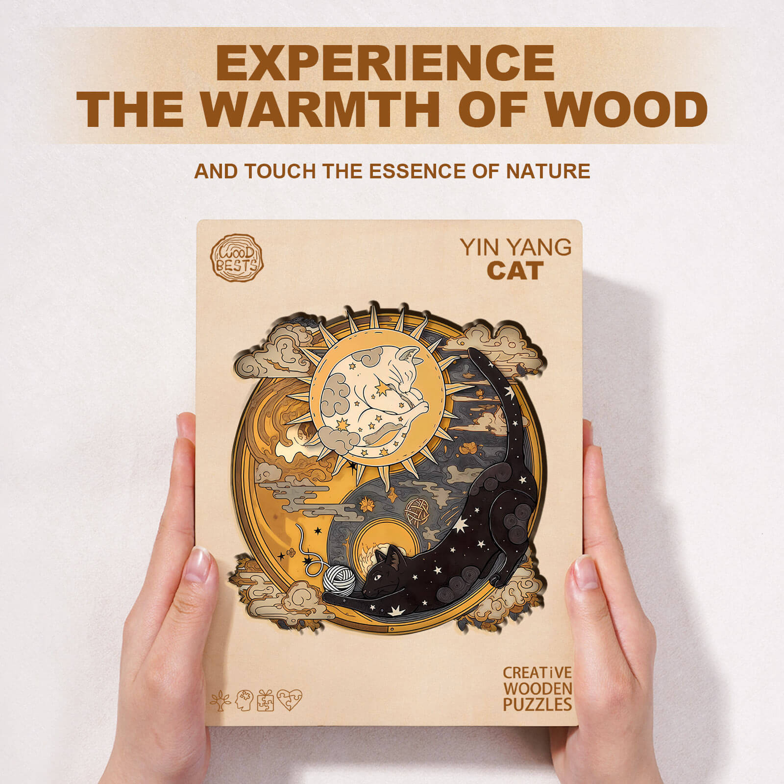 Yin Yang Cat Wooden Jigsaw Puzzle