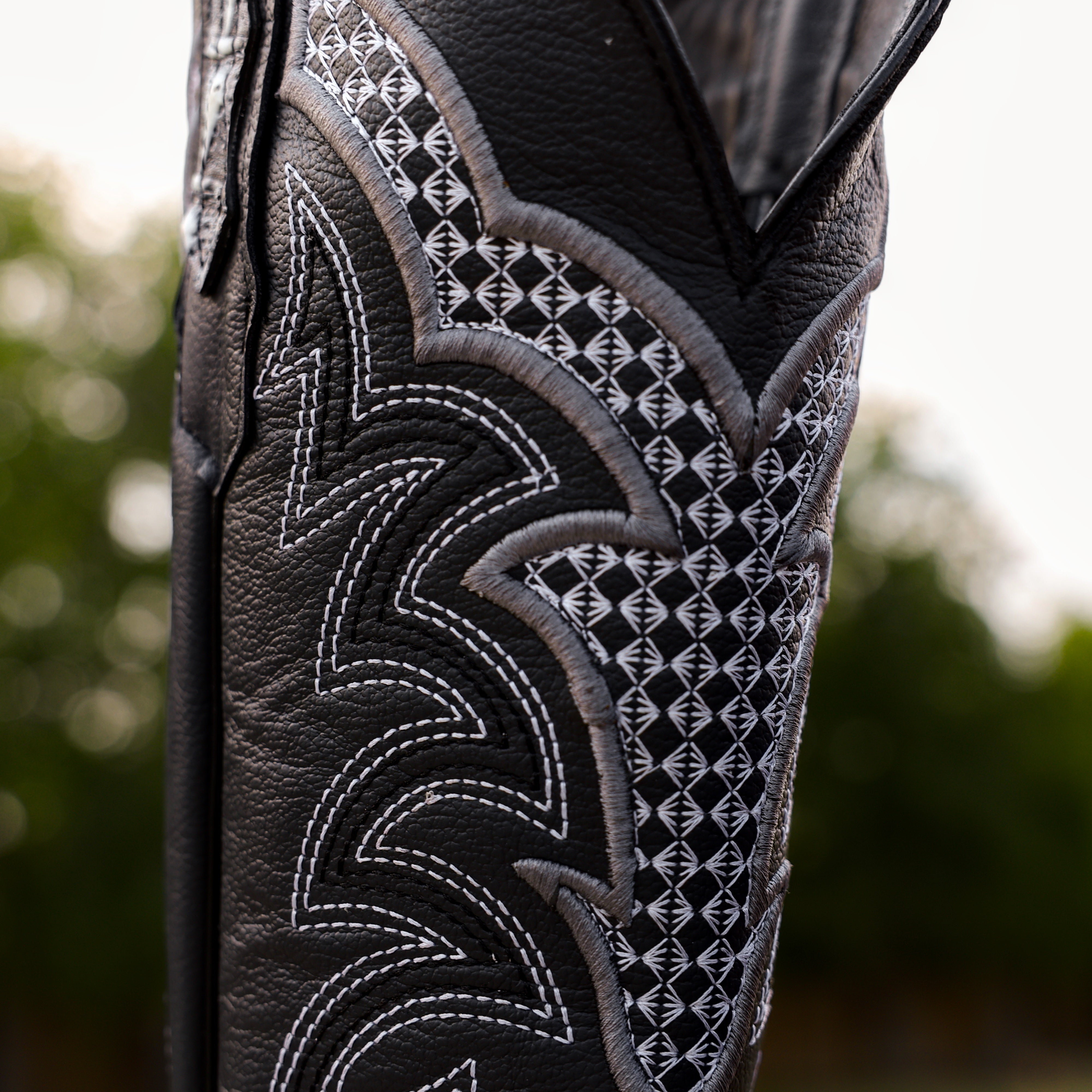 Rustic Eclipse Caiman Neck Leather Boots - Square Toe