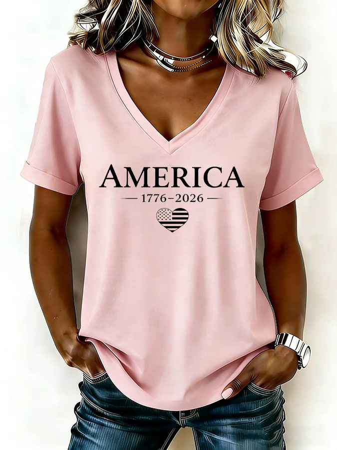 Women's Casual Retro American Anniversary T-Shirt