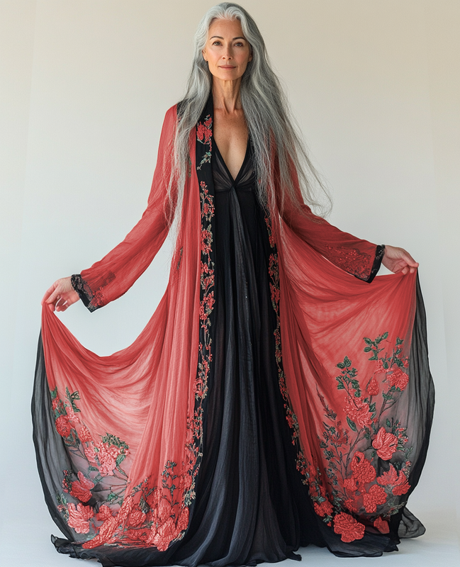 Spring and summer loose and comfortable contrasting gradient dress a088