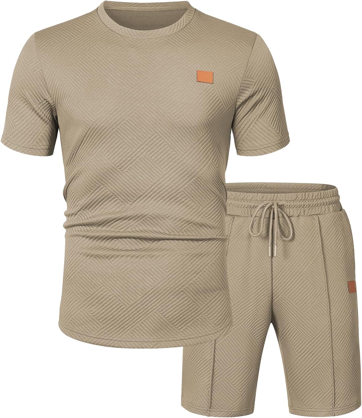 Men's Casual T-Shirts and Shorts Set Summer Jacquard Outfits Short Sleeve Polo Suit 2 Piece Shorts Sweatsuits