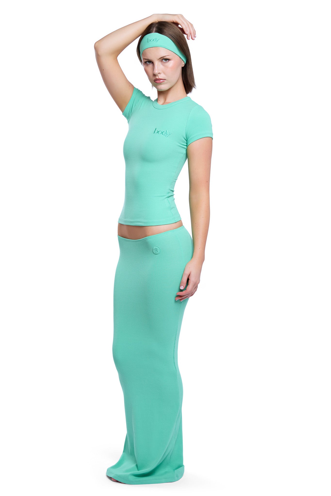 RIBBED MAXI SKIRT ESSENTIAL (TEAL)