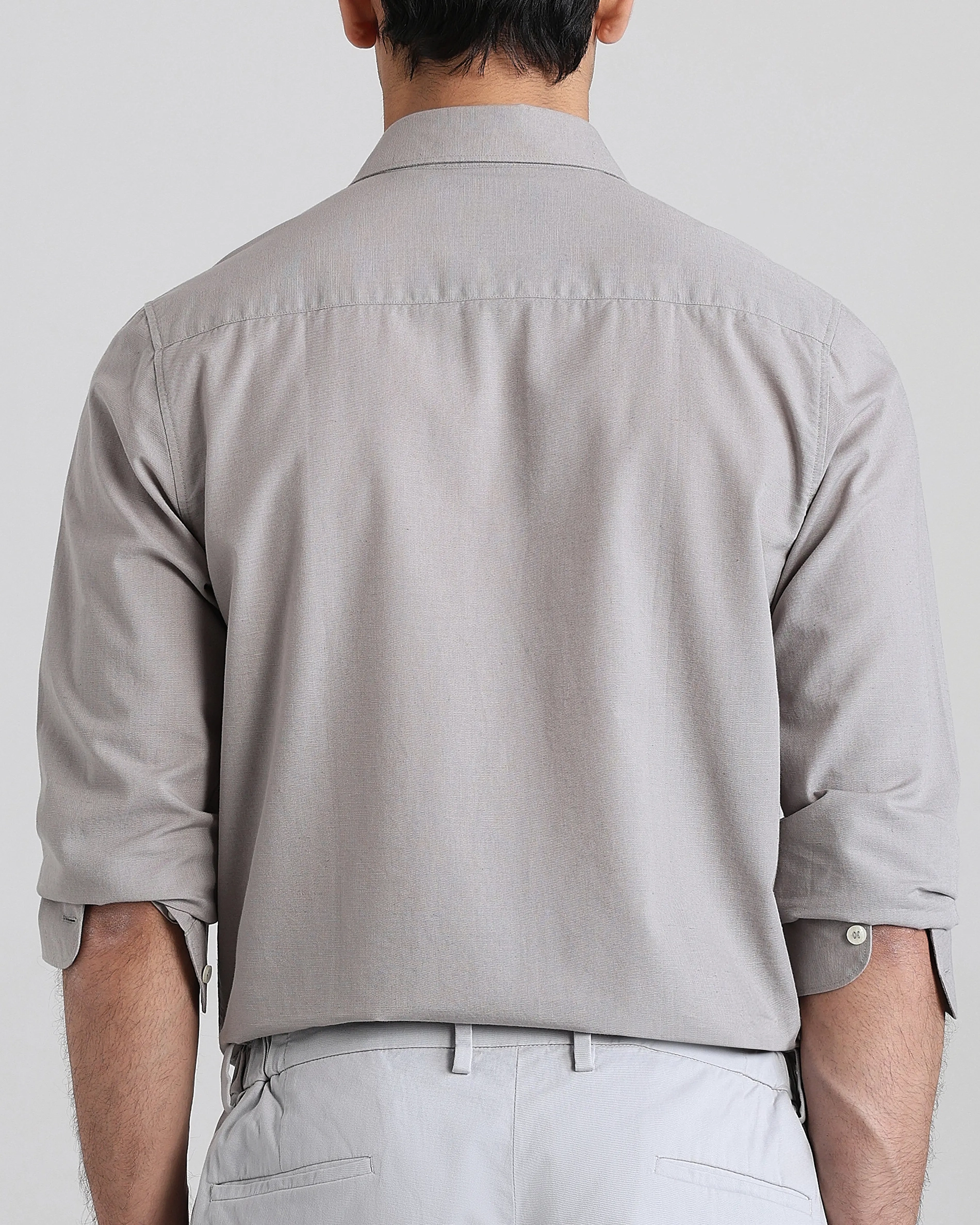 Leisure Simple Daily Slim-Fit Breathable Light Grey Shirt