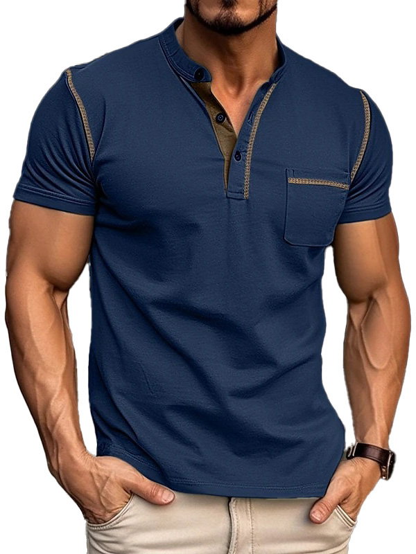 Men's Fashion Cotton Short Sleeve Henley Shirt