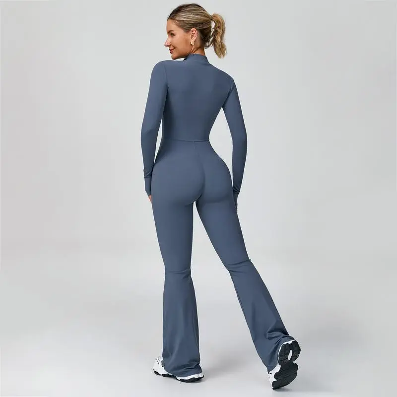 Women's Long Sleeve Flared Sports Jumpsuit