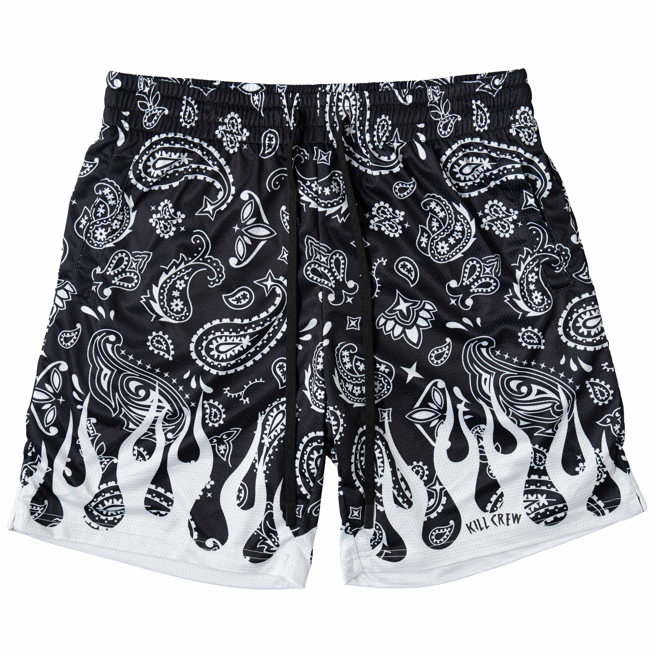 RELAXED CUT SHORTS BANDANA FLAME - BLACK / WHITE