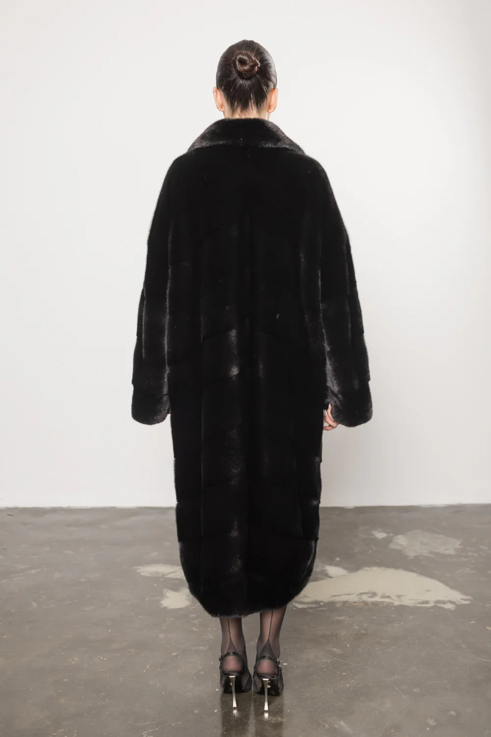 Palton din Blană Naturală de Vizon, Femei, Diamond Black 417