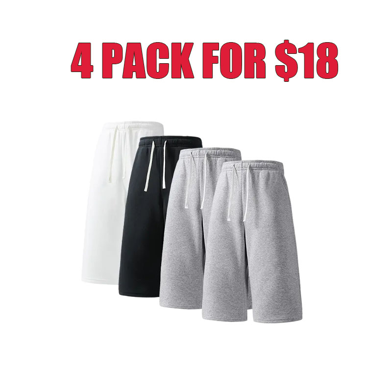 Men’s 3/4 Length Athletic Sweatpants – Loose Fit Drawstring Shorts (4-Pack /8Pack Value Set)