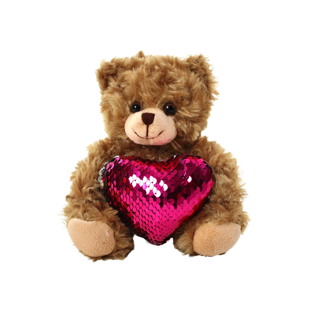 Mocha Bears in Sequin Heart 6inch