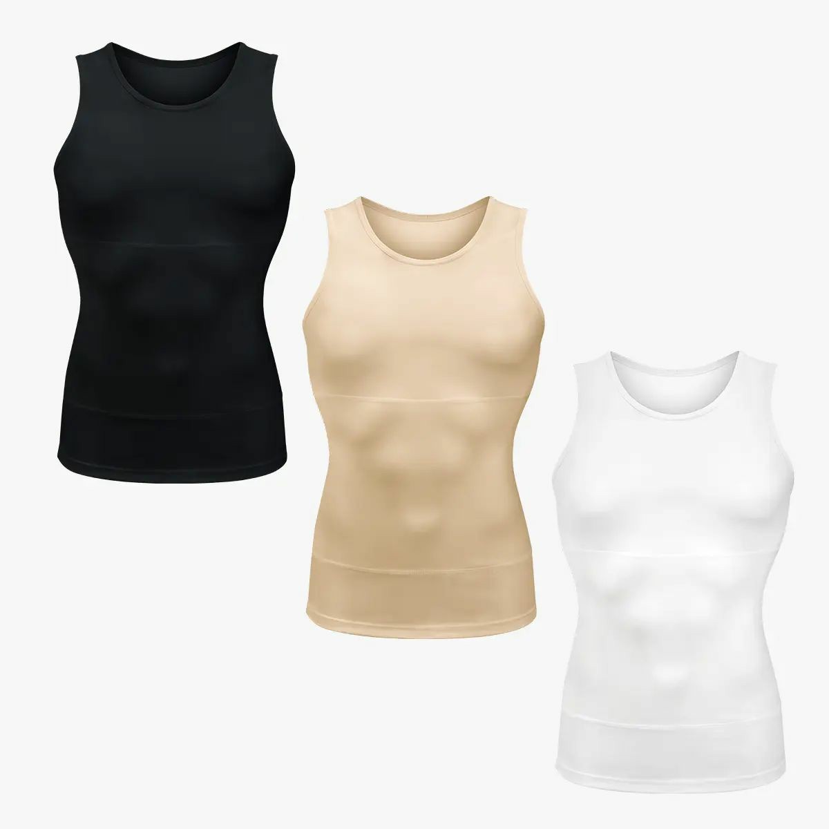 Men’s Silky Soft Compression Shapewear Tank, Slimming Body Shaper Vest with Waist & Chest Support, Stretchy, Odor-Resistant