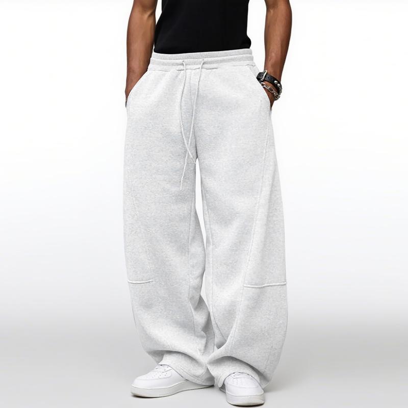 Unisex Winter Warm Wide-Leg Jogger Pants with Drawstring Waist