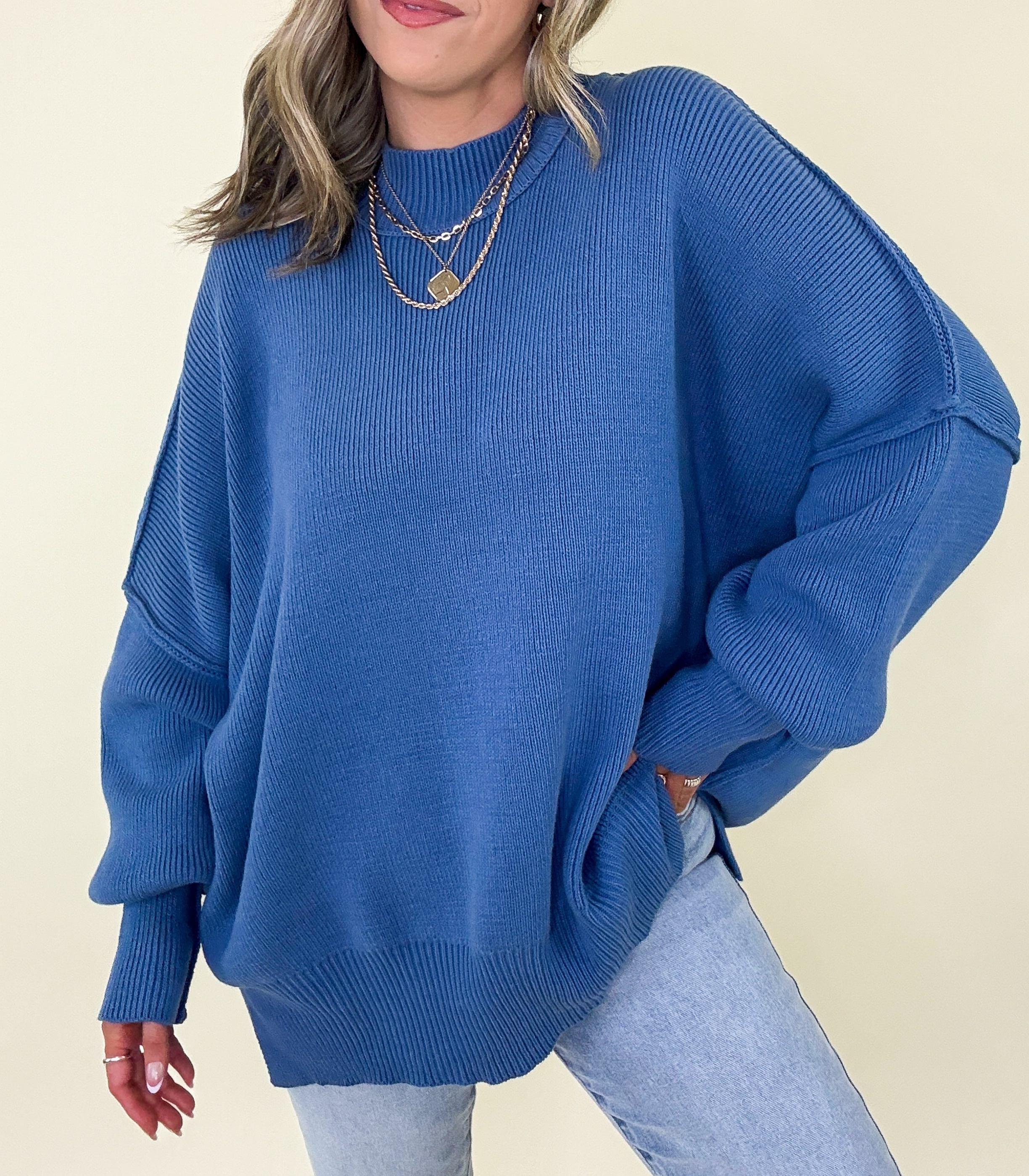 Simple Street Side Slit Oversized Sweater - BACK IN STOCK