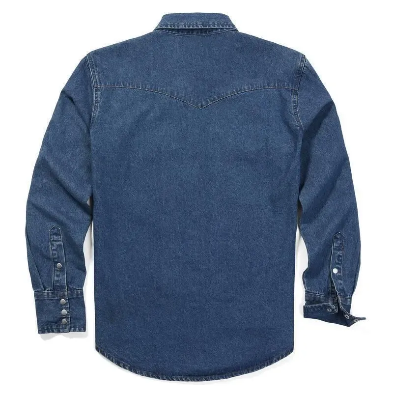 🔥HOT-SALE 🔥Men's Long Sleeve Stone-Washed and Pre-Washed Denim Work Shirt