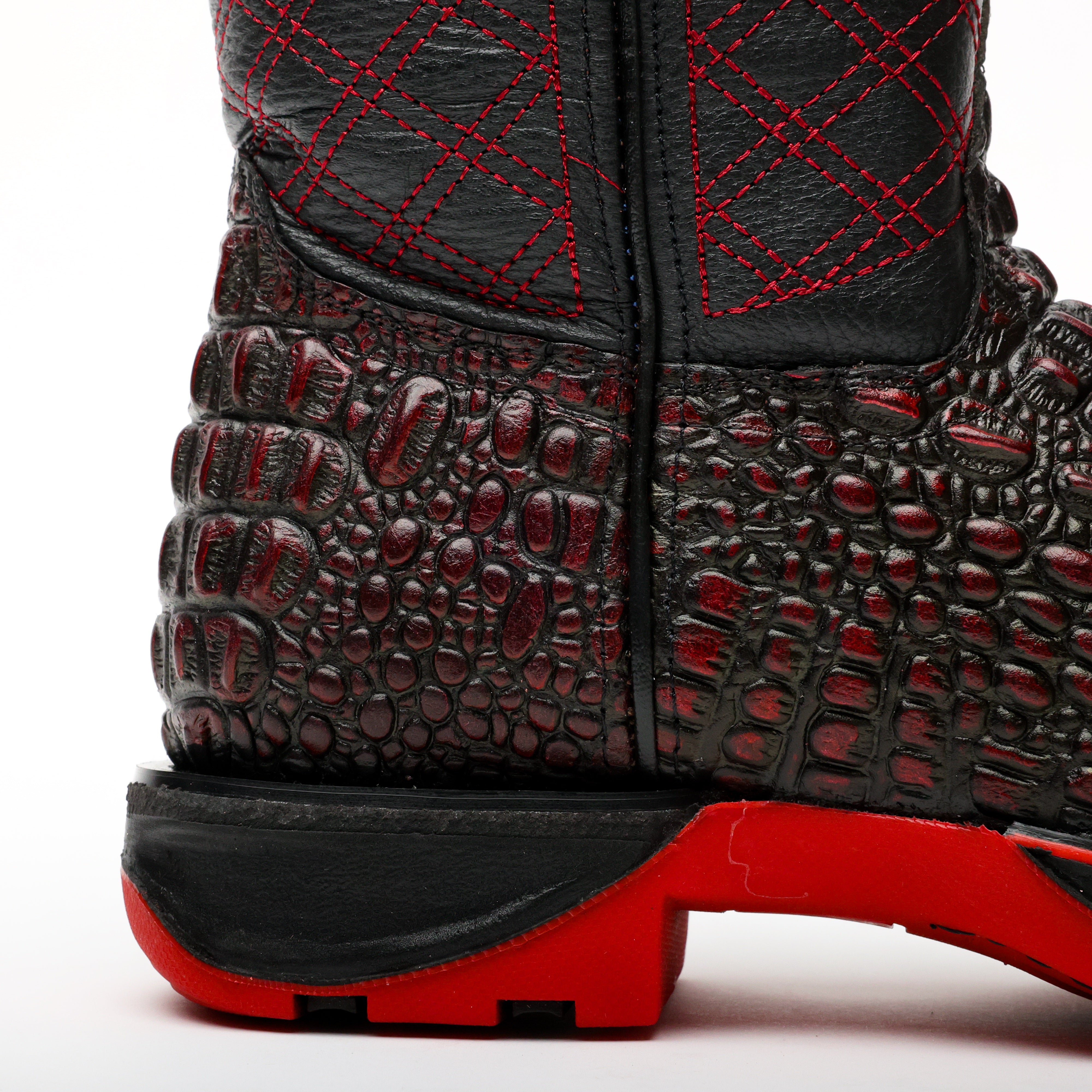 Black Cherry Caiman Hornback Leather Boots With 3D Lightweight Sole - Composite Toe