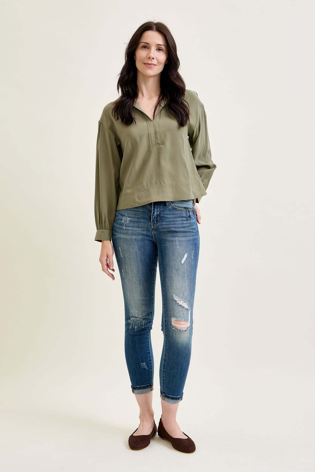 Angie Relaxed Fit Distressed Jeans