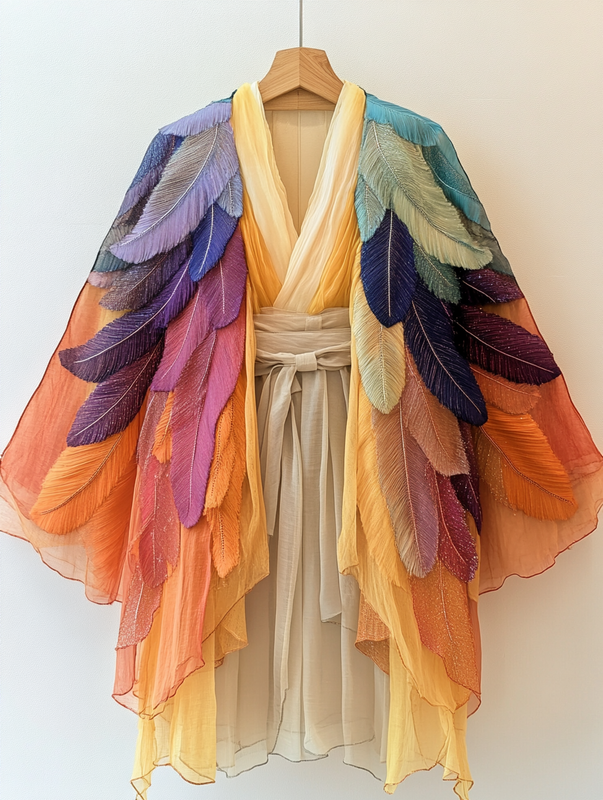 Summer original design elegant handmade feather kimono 0cf4