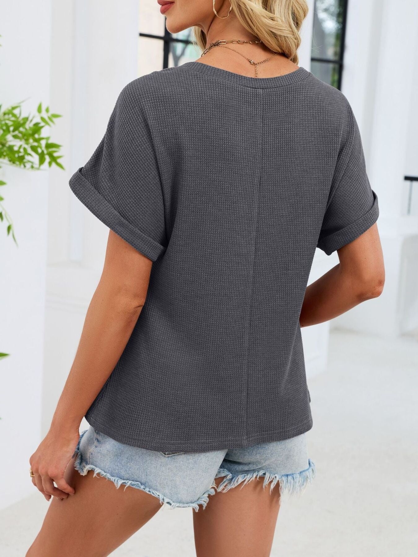 Lace-Trimmed Round Neck T-Shirt