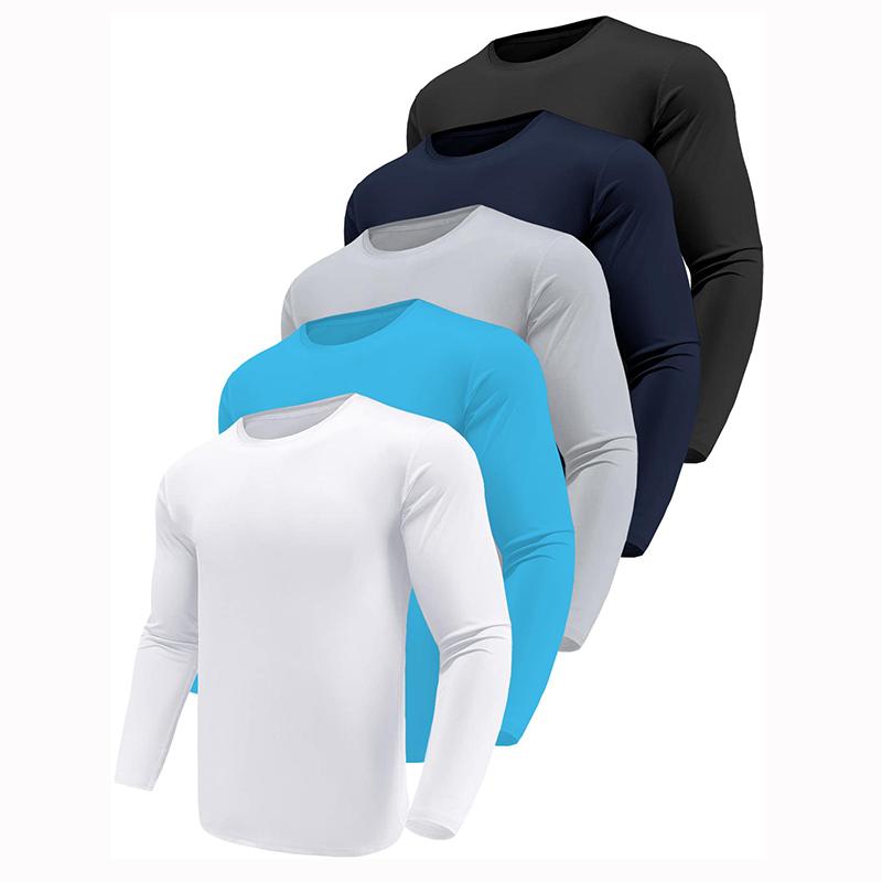 5 PIECES Long Sleeve Shirts for Men Moisture Wicking Mens Tee Shirts Workout T Shirt for Running workout tops gym outfits