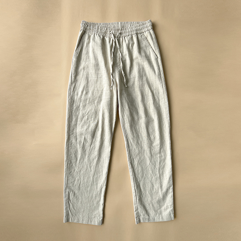 Men's Vintage Elastic Waist Drawstring Casual Cotton Linen Pants