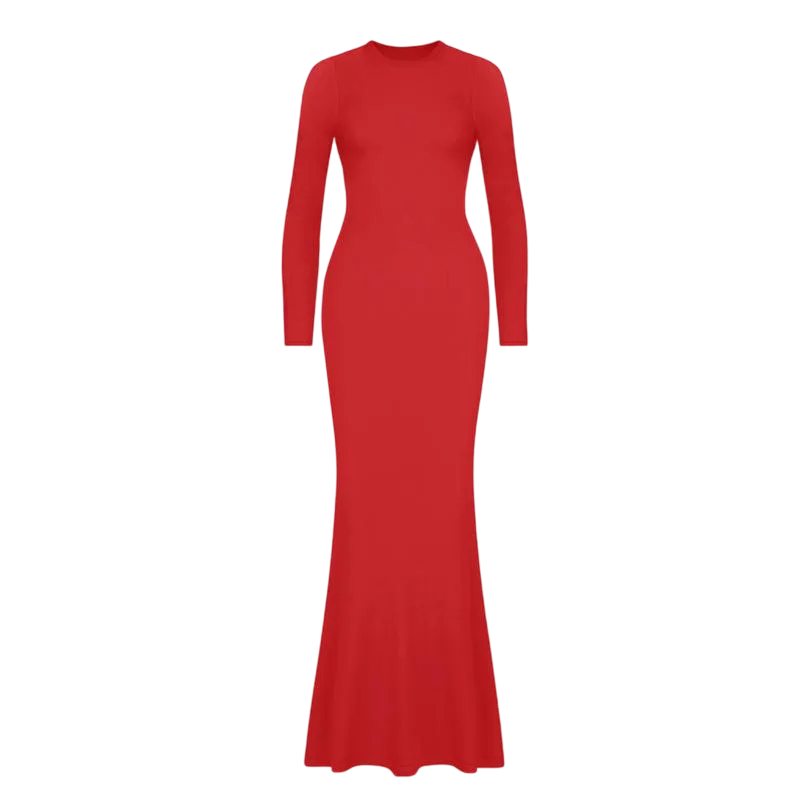 Women's Sexy Round Neck Mermaid Hem Long Home Dress