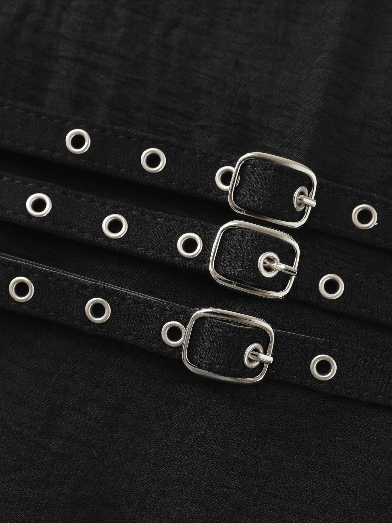 Wide Straps Belted Buckle Detail Midi Dress