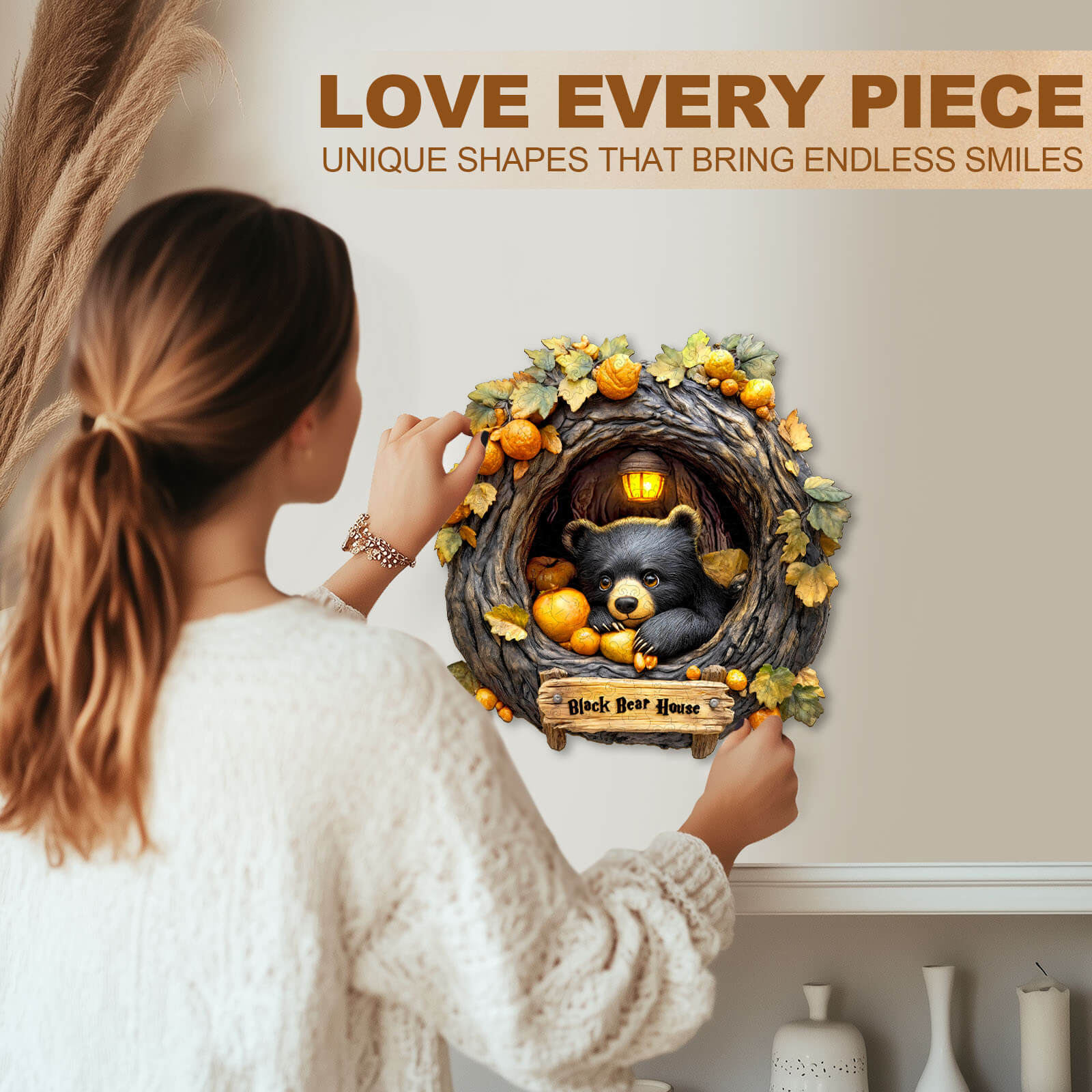 Orange Bear Wooden Jigsaw Puzzle