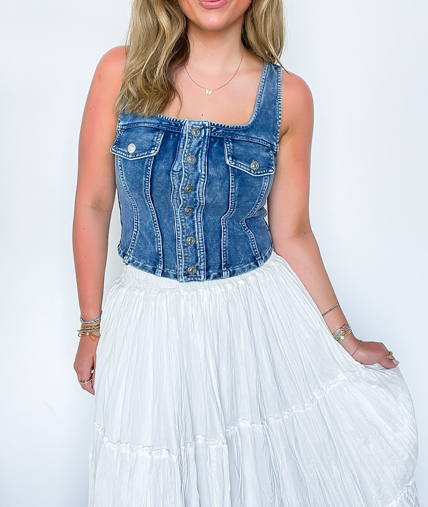Button Down Denim Vest