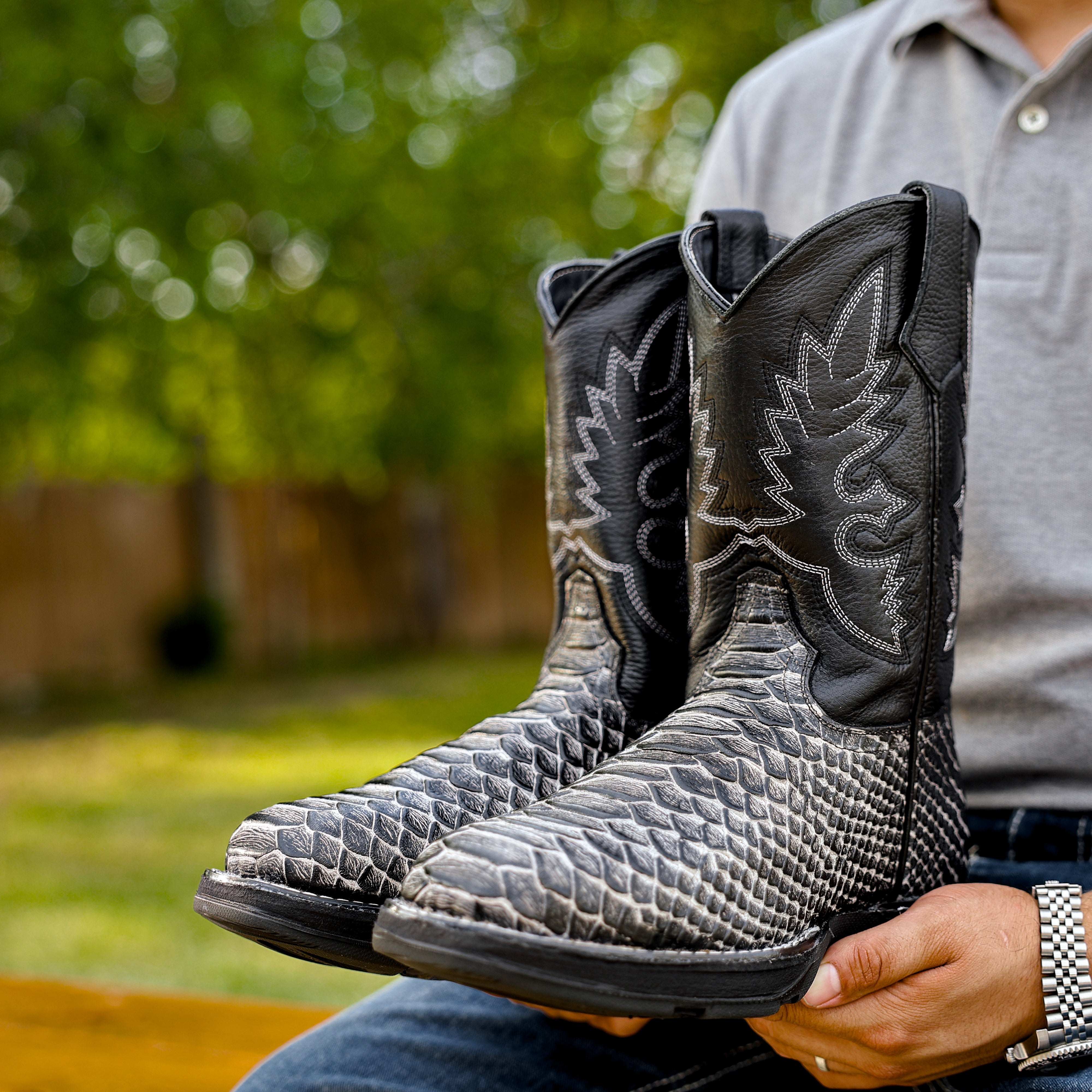 Eclipse Python Leather Boots With 3D Lightweight BLACK EDITION Sole - Composite Toe