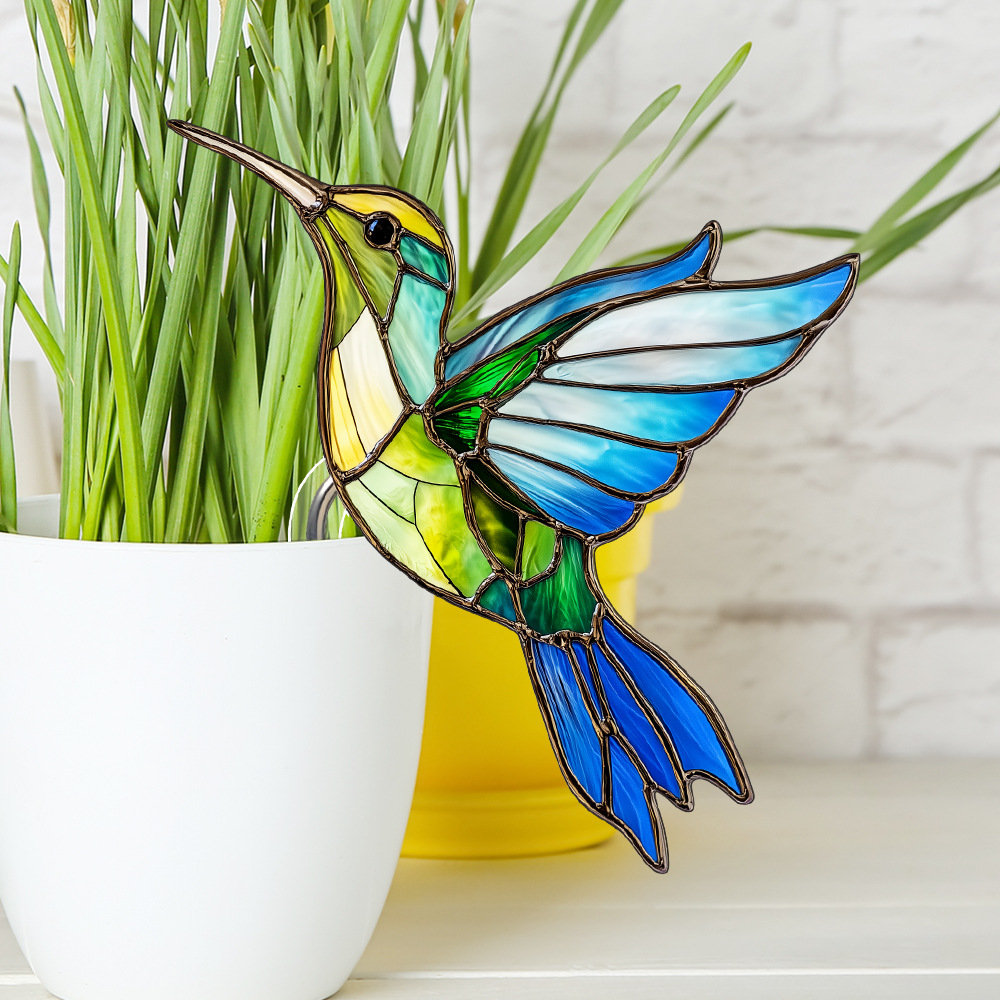 Stained Glass Kingfisher Suncatcher Decoration