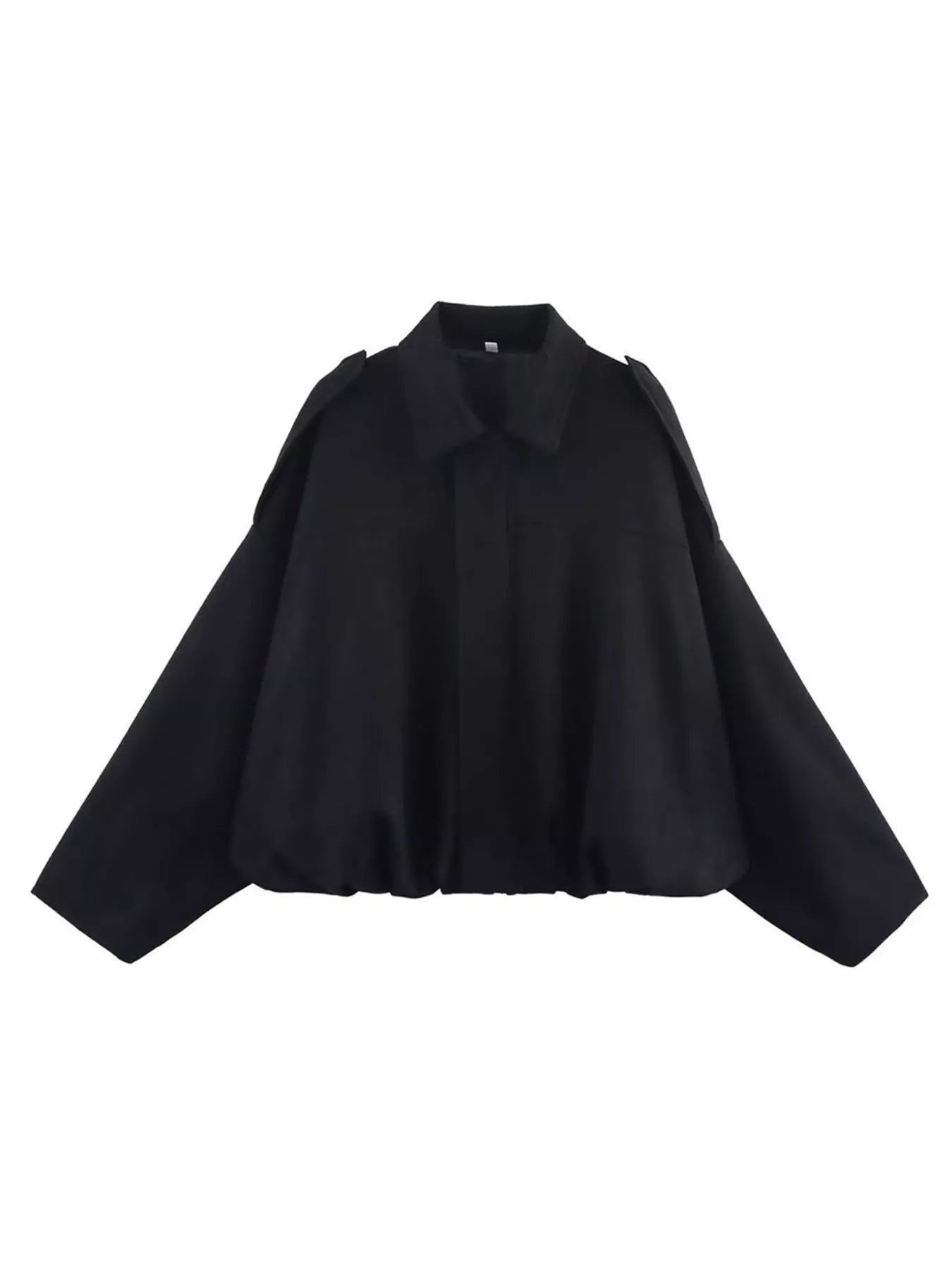 Collared Neck Dropped Shoulder Jacket