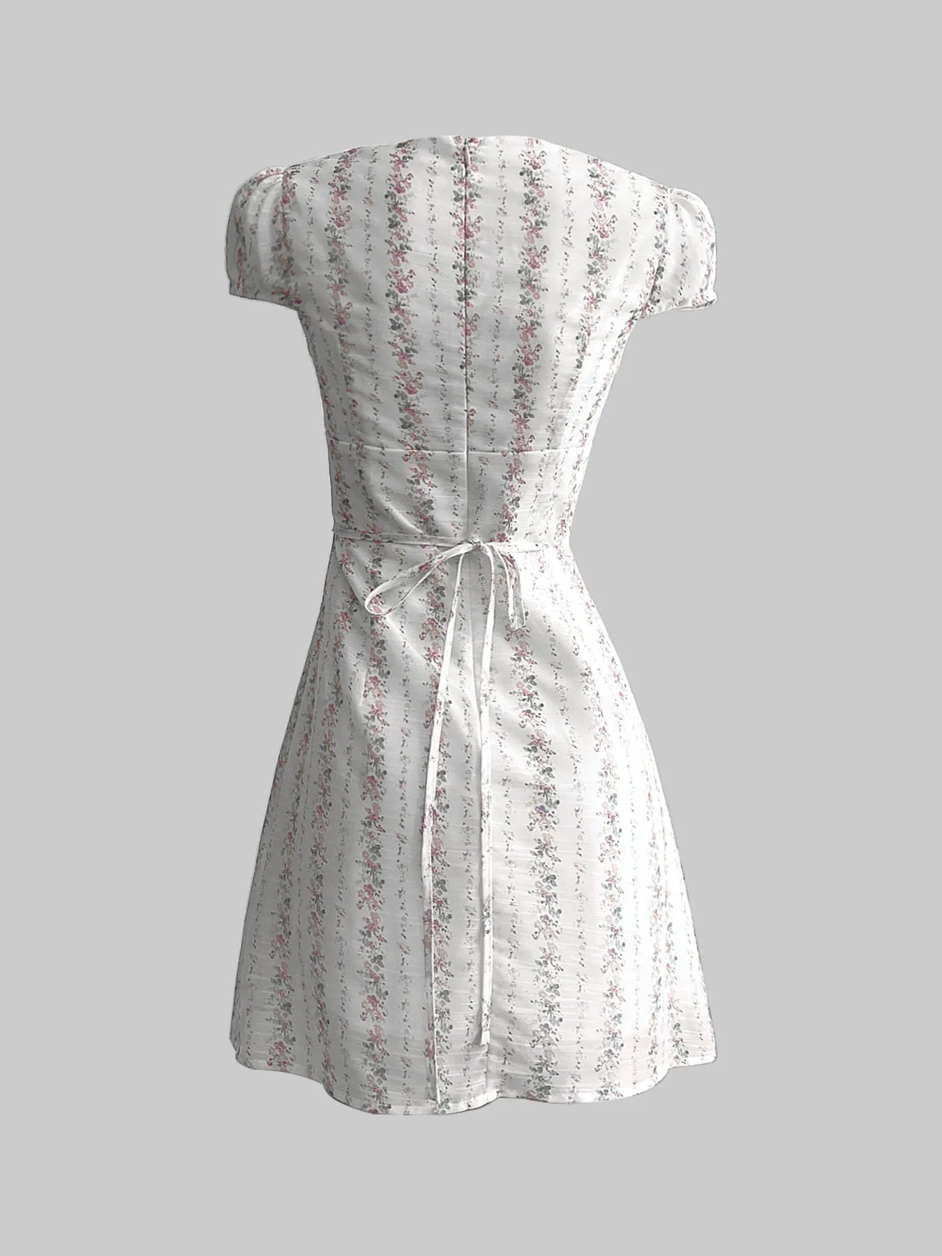 Floral Tie-Front Deep V-Neck Mini Dress