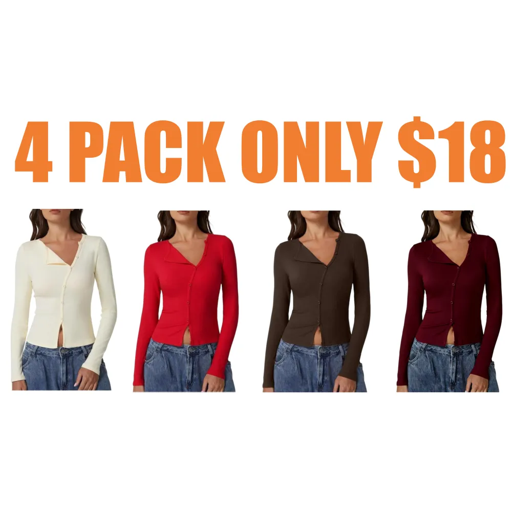 Women's Long Sleeve Ribbed Crewneck Shirts