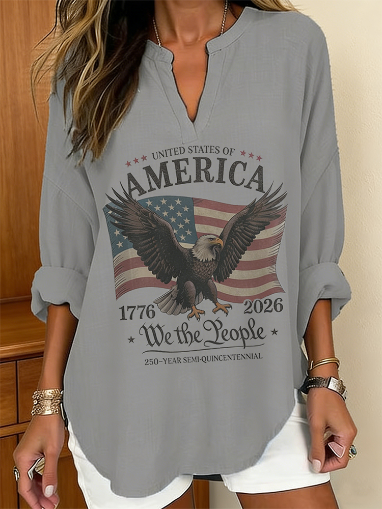 We The People America 250th Anniversary V-Neck Top