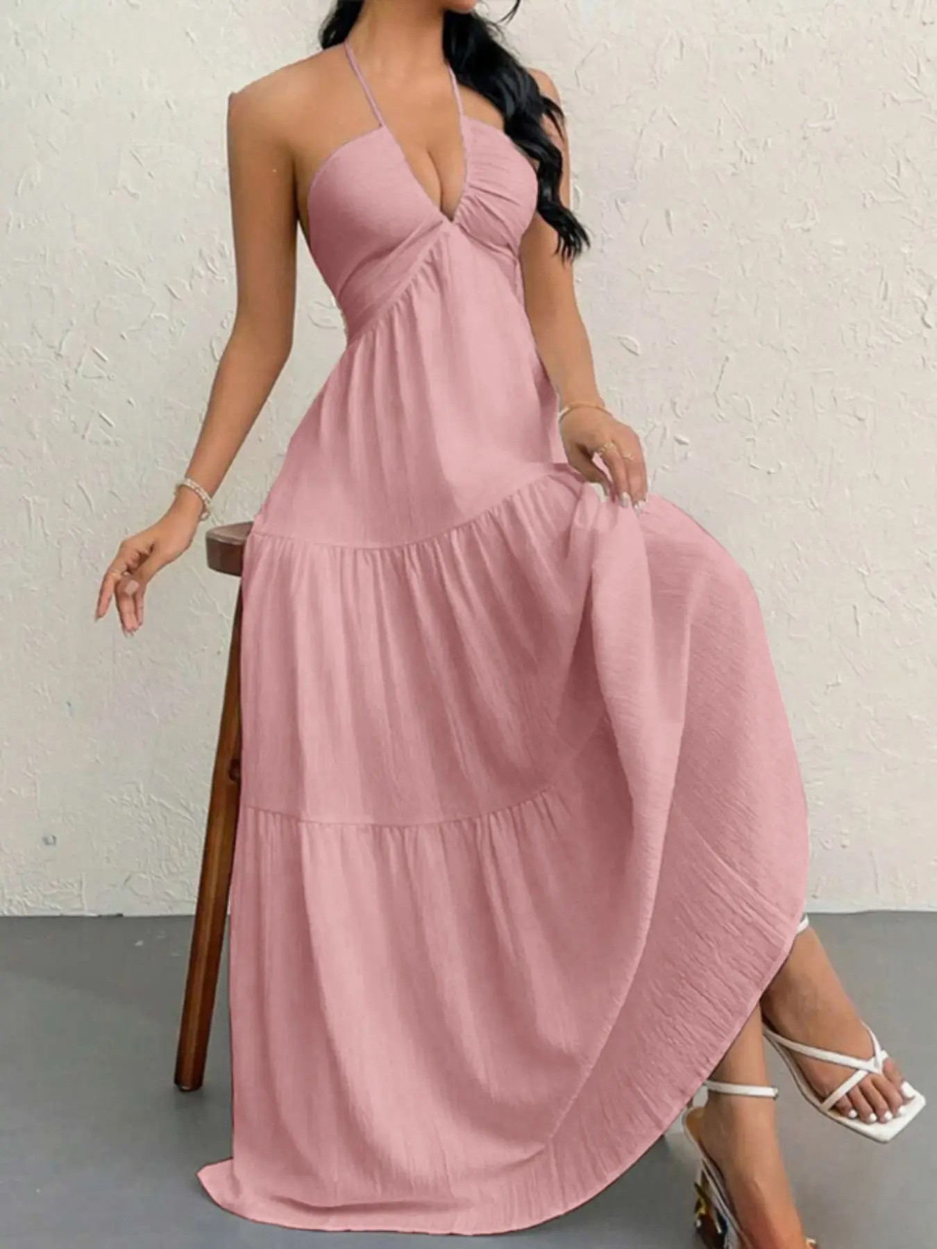 Women's Sleeveless Plain A-Line Maxi Dress
