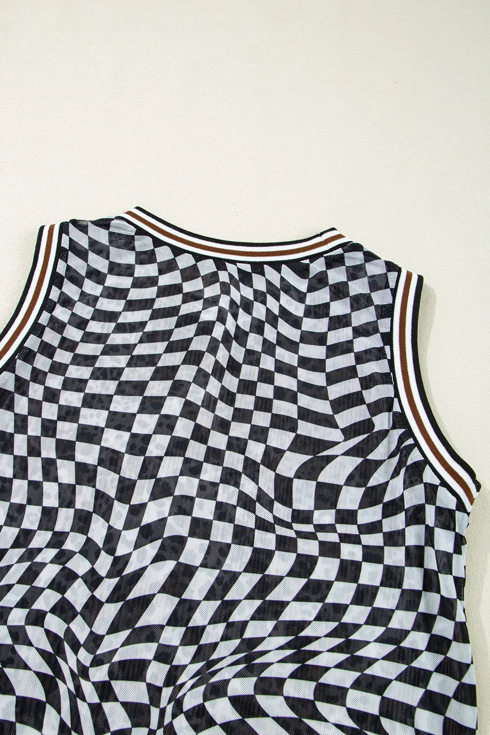 Checkered Round Neck Sleeveless Midi Dress