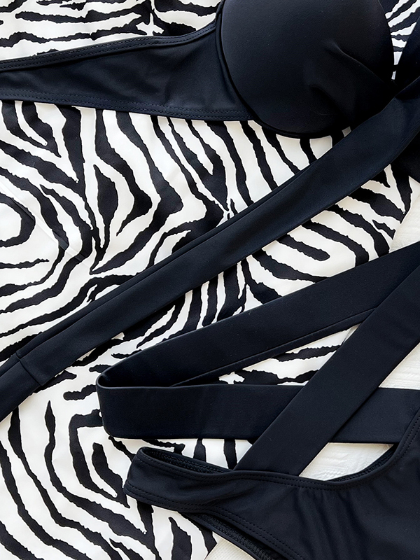 5 Colors Solid Color Bandage Halterneck Bikini Swimsuit