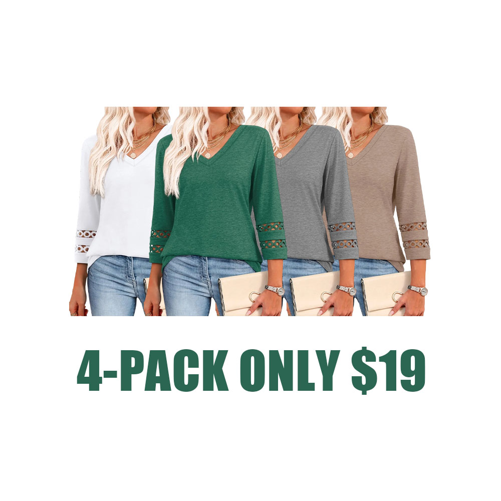 Women’s 3/4 Sleeve V-Neck Essential Tee