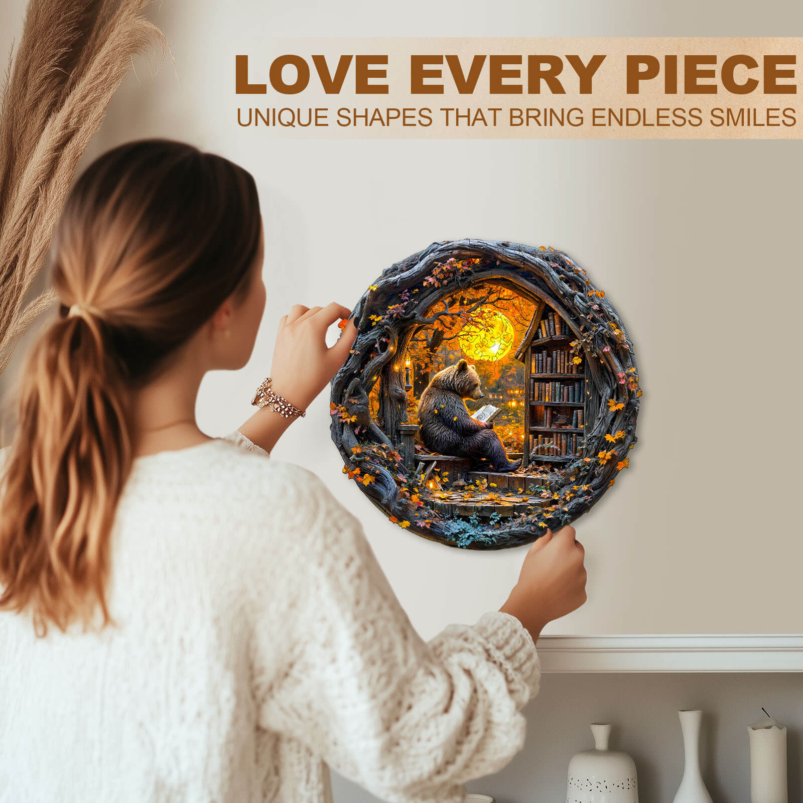 Reading bear Wooden Jigsaw Puzzle