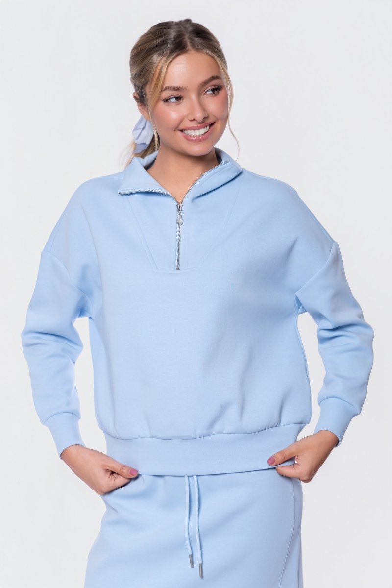 Mina Half Zip Top (Baby Blue)