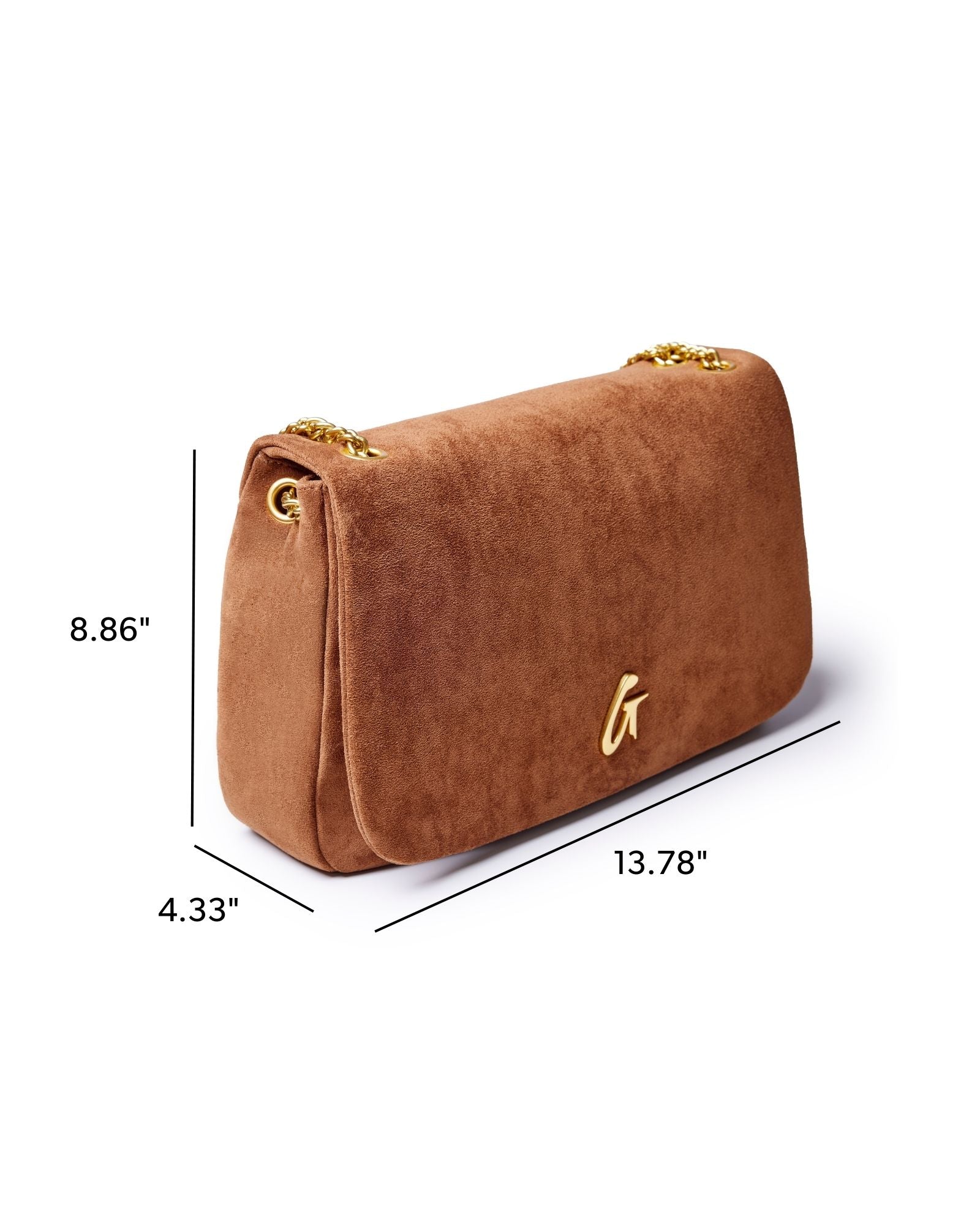MEDIUM SUEDE FLAP BAG - BROWN