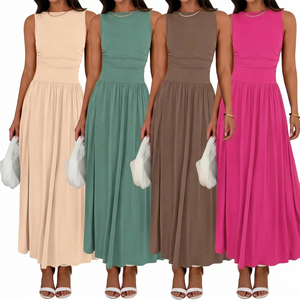 Women's Ruched Maxi Sundress