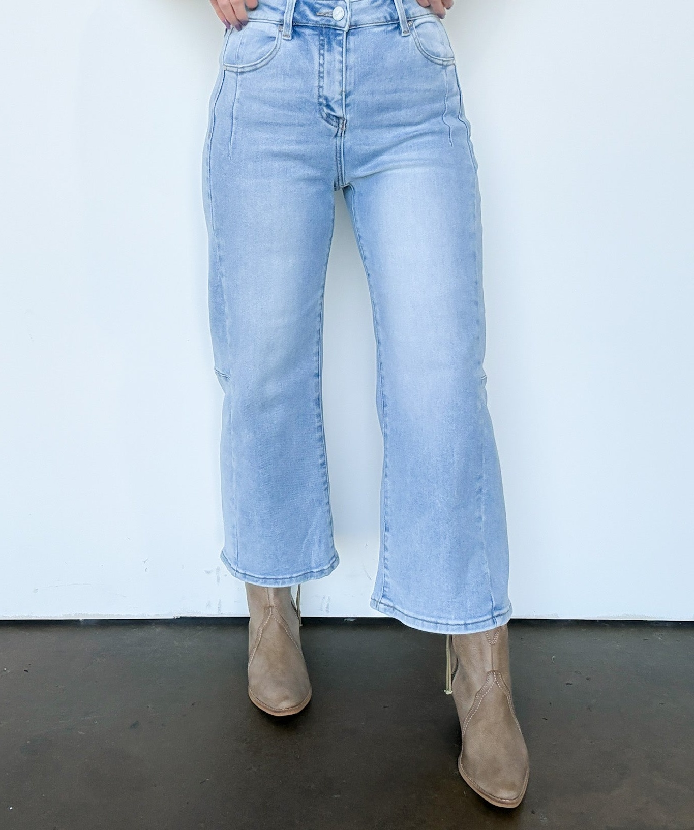 Crop Wide Leg Seam Detail Jeans