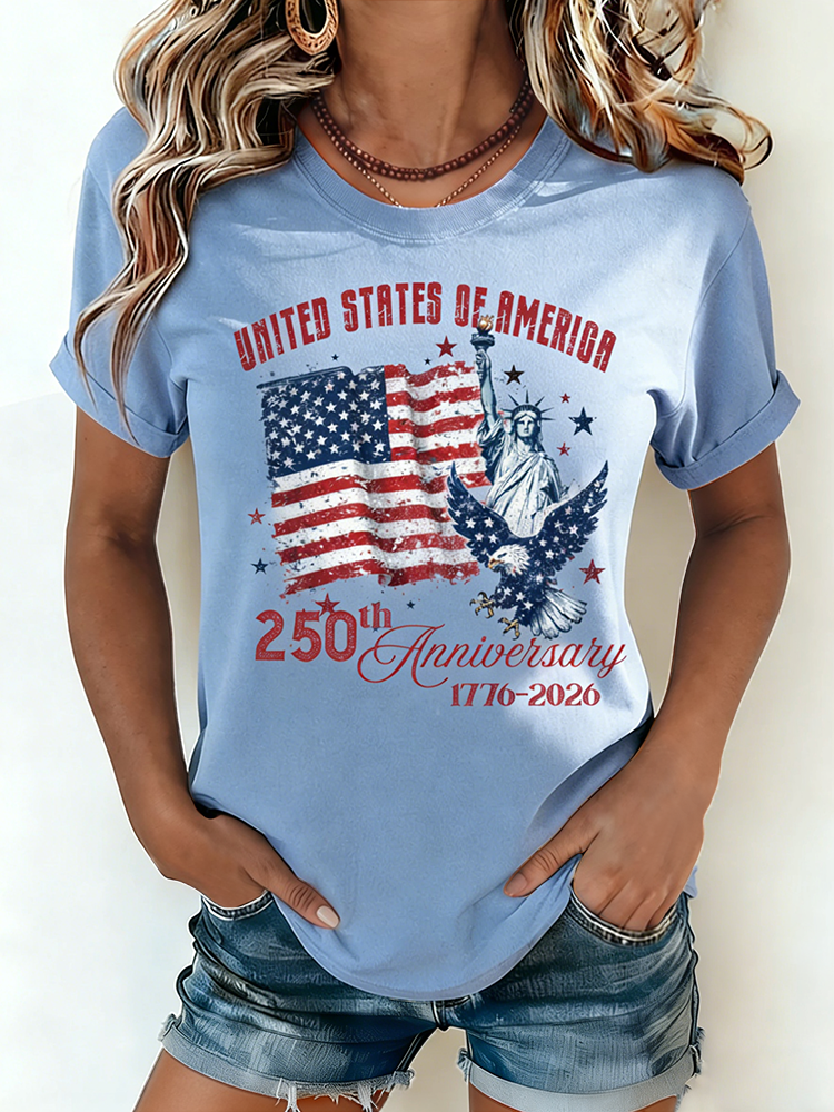 USA 250th Anniversary Statue Of Liberty Eagle Vintage Patriotic Tee