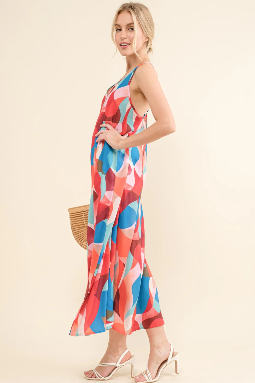 And the Why Printed Crisscross Back Cami Dress