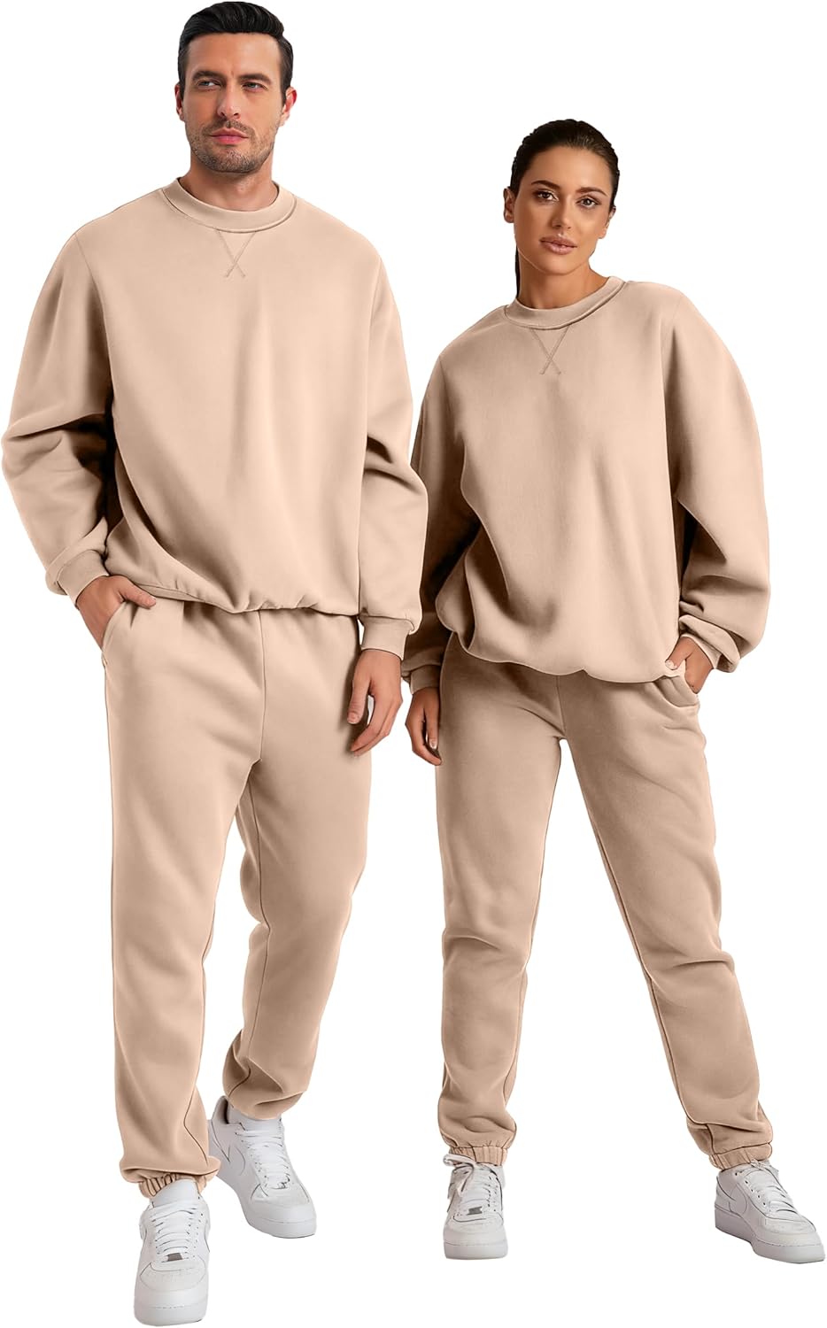 Men's 2 Piece Outfits Crew Neck Sweatshirt Tracksuit & Joggers Sweatpants Sweatsuit Set