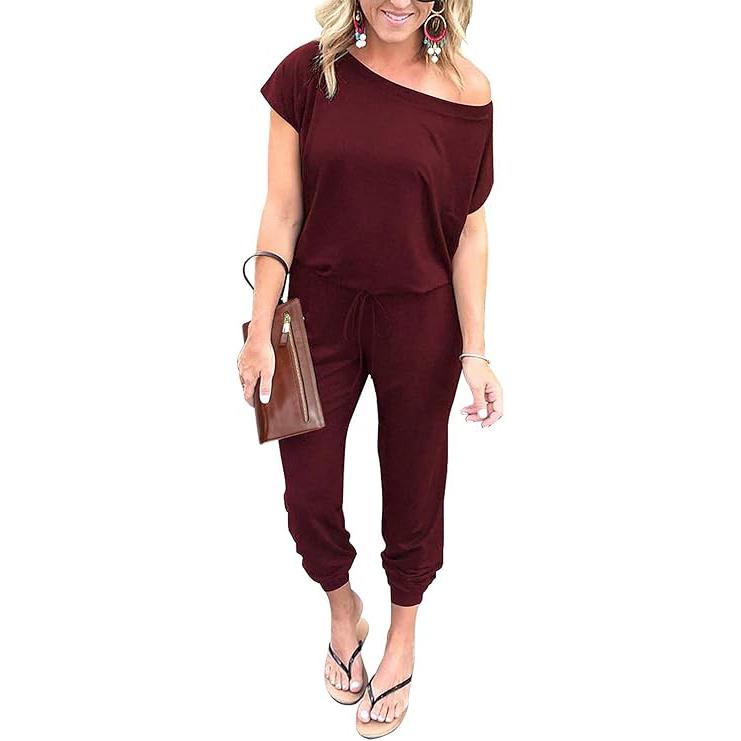 Women's Jumpsuit Plus Size S-XXXL Off-Shoulder Elastic Waist Stretchy Loose Minimalist
